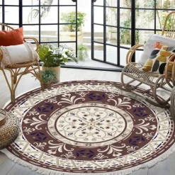 Mandala Tassel Round Carpet Area Rug Ethnic Style Room Living Room Bedroom Coffee Table Floor Mat
