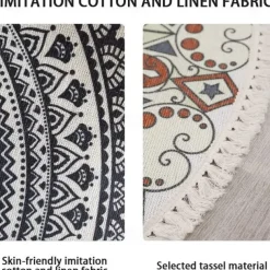 Mandala Tassel Round Carpet Area Rug Ethnic Style Room Living Room Bedroom Coffee Table Floor Mat