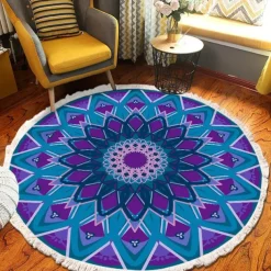 Mandala Tassel Round Carpet Area Rug Ethnic Style Room Living Room Bedroom Coffee Table Floor Mat