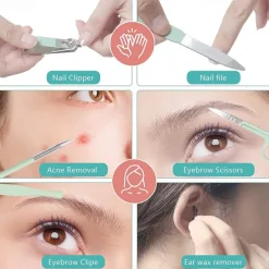 Manicure Set Nail Clippers Pedicure Kit -22 Pieces Stainless Steel Professional Manicure Kit Grooming Kits Nail Care Tools with Luxurious Travel Leather Case Gift Box Blue Green