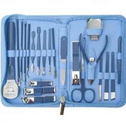Manicure Set Nail Clippers Pedicure Kit -22 Pieces Stainless Steel Professional Manicure Kit Grooming Kits Nail Care Tools with Luxurious Travel Leather Case Gift Box Blue Green