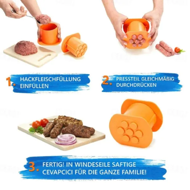 Manual Sausage Maker, One Press Cevapcici Sausage Meat Stuffer Filler, for Hand Operated Meat Grinder Food Grinder