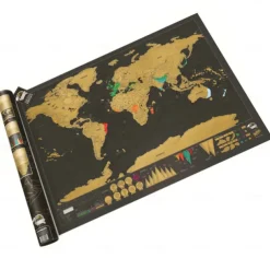 Map World Edition Large Black Gold Style Scratchable Travel Map Hanging Picture Luxury World Map Designed for Travelers