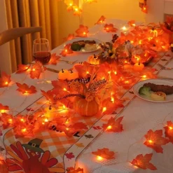 Maple Leaf String Lights Fall Decoration Fall Garland Lights 3m 20LEDs Battery Operated for Outdoor Home Thanksgiving/Halloween Party Decoration