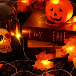 Maple Leaf String Lights Fall Decoration Fall Garland Lights 3m 20LEDs Battery Operated for Outdoor Home Thanksgiving/Halloween Party Decoration
