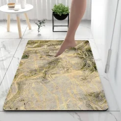 Marble Pattern Bathroom Bath Mats Creative Absorbent Bathroom Rug Diatomaceous Earth Non Slip