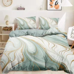 Marble Pattern Duvet Cover Full Size Bedding Set Bed Sets Quilt Cover Soft Lightweight Comforter Cover with 2 Pillowcases for Summer Spring