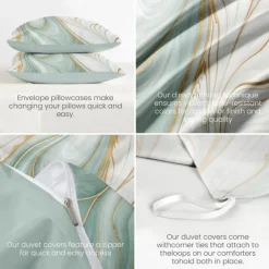 Marble Pattern Duvet Cover Full Size Bedding Set Bed Sets Quilt Cover Soft Lightweight Comforter Cover with 2 Pillowcases for Summer Spring