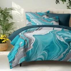 Marble Print Duvet Cover Full Size Bedding Set Bed Sets Quilt Cover Soft Lightweight Comforter Cover with 2 Pillowcases for Summer Spring