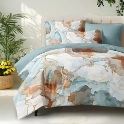 Marble Print Duvet Cover Full Size Bedding Set Bed Sets Quilt Cover Soft Lightweight Comforter Cover with 2 Pillowcases for Summer Spring