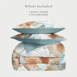 Marble Print Duvet Cover Full Size Bedding Set Bed Sets Quilt Cover Soft Lightweight Comforter Cover with 2 Pillowcases for Summer Spring