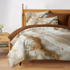 Marble Print Duvet Cover Full Size Bedding Set Bed Sets Quilt Cover Soft Lightweight Comforter Cover with 2 Pillowcases for Summer Spring