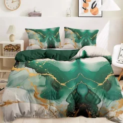 Marble Print Duvet Cover Full Size Bedding Set Bed Sets Quilt Cover Soft Lightweight Comforter Cover with 2 Pillowcases for Summer Spring
