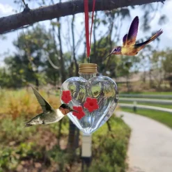 Mason Bird Feeders, Love Shaped Jar Mason Jar Hummingbird Feeder, Cute Hangable Hummingbird Feeder With Feeding Ports for Outdoor Garden Decor
