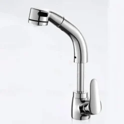 Matte Black Bathroom Basin Faucet Pull Out Spout Rotatable Liftable Body Deck Mounted Hot and Cold Water Mixer Tap