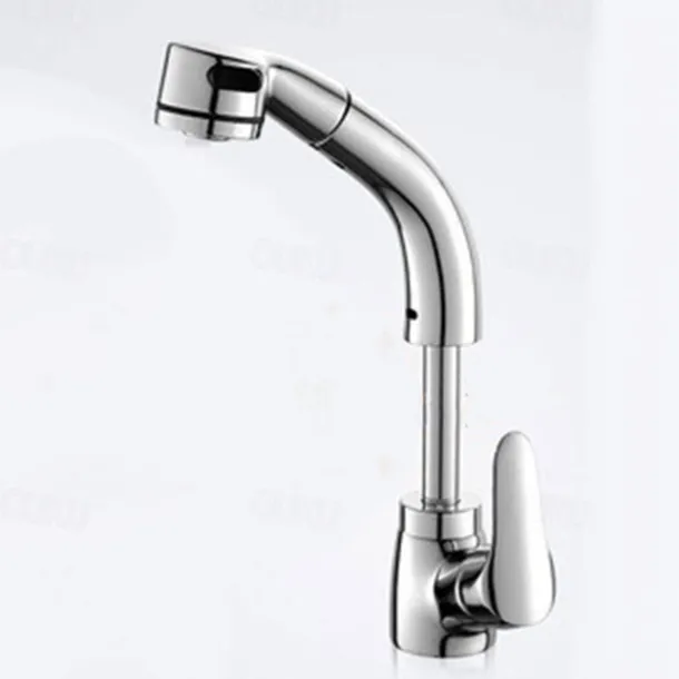 Matte Black Bathroom Basin Faucet Pull Out Spout Rotatable Liftable Body Deck Mounted Hot and Cold Water Mixer Tap