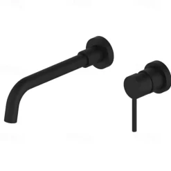 Matte Black Bathroom Sink Faucet Brass Wall Installation Basin Faucet Cold and Hot Water Mixer Tap Contemporary