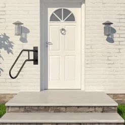 Matte Black Modern U-shaped 1pc Metal Handrail For Outdoor Steps, Wall-Mounted Safety Staircase Grab Rail, Modern Entryway Railing, With Plate Thickness And Installation Hardware