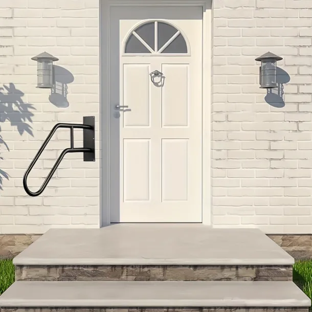 Matte Black Modern U-shaped 1pc Metal Handrail For Outdoor Steps, Wall-Mounted Safety Staircase Grab Rail, Modern Entryway Railing, With Plate Thickness And Installation Hardware