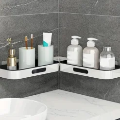 Maximize Your Bathroom Storage with This Wall-Mounted Plastic Shelf Rack