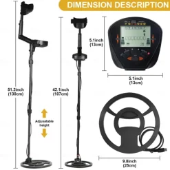 MD-830 Gold/Silver Metal Detector - LCD Display Professional Underground Treasure Hunter with High Sensitivity & Pinpoint Function