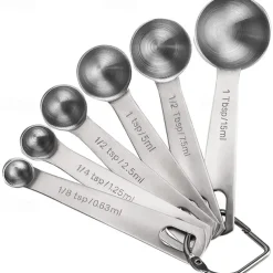 Measuring Spoon Set Stainless Steel Measuring Spoons Set of 6 Metal Measuring Spoon for Measuring Dry and Liquid Ingredients of Cooking Baking