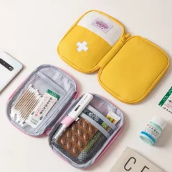 Medicine Storage Box Set, Portable Travel Compact First Aid Kit, Medical Organizer Bag for Medications & Essentials, Small Emergency Pouch for Travel