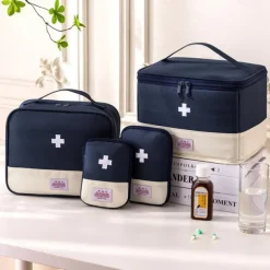 Medicine Storage Box Set, Portable Travel Compact First Aid Kit, Medical Organizer Bag for Medications & Essentials, Small Emergency Pouch for Travel