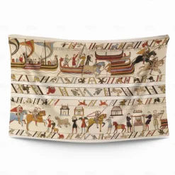 Medieval Bayeux Hanging Tapestry Wall Art Middle Age Decor Photograph Backdrop Blanket Curtain Home Bedroom Living Room Decoration