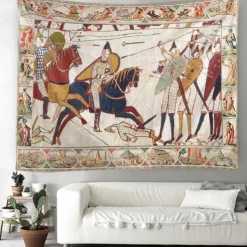 Medieval Bayeux Hanging Tapestry Wall Art Middle Age Decor Photograph Backdrop Blanket Curtain Home Bedroom Living Room Decoration