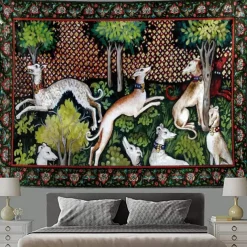 Medieval Painting Tapestry Middle Age Tapestry Animal Wall Art Large Tapestry Mural Decor Photograph Backdrop Blanket Curtain Home Bedroom Living Room Decoration
