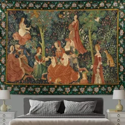 Medieval Painting Tapestry Middle Age Tapestry Wall Art Large Tapestry Mural Decor Photograph Backdrop Blanket Curtain Home Bedroom Living Room Decoration