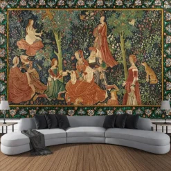 Medieval Painting Tapestry Middle Age Tapestry Wall Art Large Tapestry Mural Decor Photograph Backdrop Blanket Curtain Home Bedroom Living Room Decoration