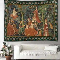Medieval Painting Tapestry Middle Age Tapestry Wall Art Large Tapestry Mural Decor Photograph Backdrop Blanket Curtain Home Bedroom Living Room Decoration