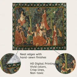 Medieval Painting Tapestry Middle Age Tapestry Wall Art Large Tapestry Mural Decor Photograph Backdrop Blanket Curtain Home Bedroom Living Room Decoration