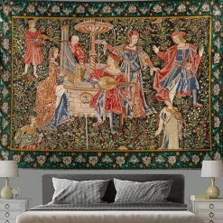 Medieval Painting Tapestry Middle Age Tapestry Wall Art Large Tapestry Mural Decor Photograph Backdrop Blanket Curtain Home Bedroom Living Room Decoration