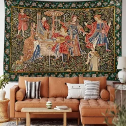 Medieval Painting Tapestry Middle Age Tapestry Wall Art Large Tapestry Mural Decor Photograph Backdrop Blanket Curtain Home Bedroom Living Room Decoration