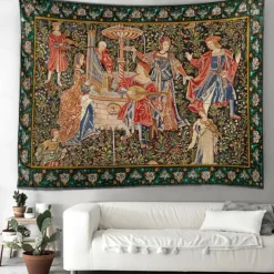 Medieval Painting Tapestry Middle Age Tapestry Wall Art Large Tapestry Mural Decor Photograph Backdrop Blanket Curtain Home Bedroom Living Room Decoration