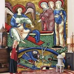 Medieval Painting Tapestry Middle Age Tapestry Wall Art Decor Photograph Backdrop Blanket Curtain Home Bedroom Living Room Decoration