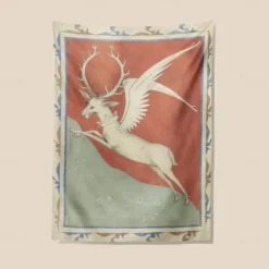 Medieval Tapestry Middle Age Tapestry Gothic Art Large Tapestry Mural Decor Photograph Backdrop Home Bedroom Living Room Decoration Cerf blanc ailé représentant le jeune Charles VI