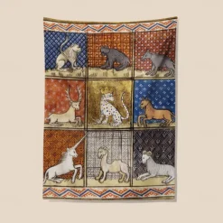 Medieval Tapestry Middle Age Tapestry Gothic Art Large Tapestry Mural Decor Photograph Backdrop Home Bedroom Living Room Decoration Cerf blanc ailé représentant le jeune Charles VI