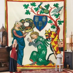 Medieval Tapestry Middle Age Tapestry Wall Art Large Tapestry Mural Decor Photograph Backdrop Blanket Curtain Home Bedroom Living Room Decoration