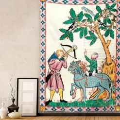 Medieval Tapestry Middle Age Tapestry Wall Art Large Tapestry Mural Decor Photograph Backdrop Blanket Curtain Home Bedroom Living Room Decoration