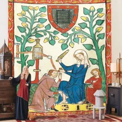 Medieval Tapestry Middle Age Tapestry Wall Art Large Tapestry Mural Decor Photograph Backdrop Blanket Curtain Home Bedroom Living Room Decoration