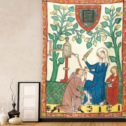 Medieval Tapestry Middle Age Tapestry Wall Art Large Tapestry Mural Decor Photograph Backdrop Blanket Curtain Home Bedroom Living Room Decoration