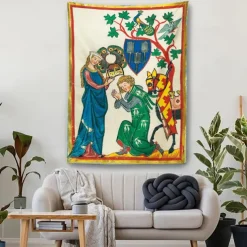 Medieval Tapestry Middle Age Tapestry Wall Art Large Tapestry Mural Decor Photograph Backdrop Blanket Curtain Home Bedroom Living Room Decoration