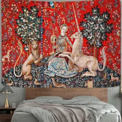 Medieval Tapestry Middle Age Tapestry Princess Wall Art Decor Photograph Backdrop Blanket Curtain Hanging Home Bedroom Living Room Decoration