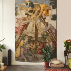 Medieval Tapestry Middle Age Tapestry Religious Art Large Mural Decor Photograph Backdrop Home Bedroom Living Room Decoration The Baptism of Christ