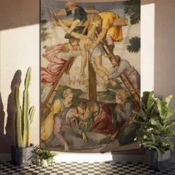 Medieval Tapestry Middle Age Tapestry Religious Art Large Mural Decor Photograph Backdrop Home Bedroom Living Room Decoration The Baptism of Christ