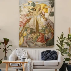 Medieval Tapestry Middle Age Tapestry Religious Art Large Mural Decor Photograph Backdrop Home Bedroom Living Room Decoration The Baptism of Christ